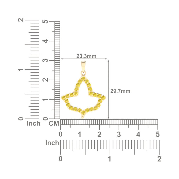 Alpha Kappa Alpha Ivy Leaf Outline Yellow Gold Plated Silver with Yellow Crystal Necklace (P020)