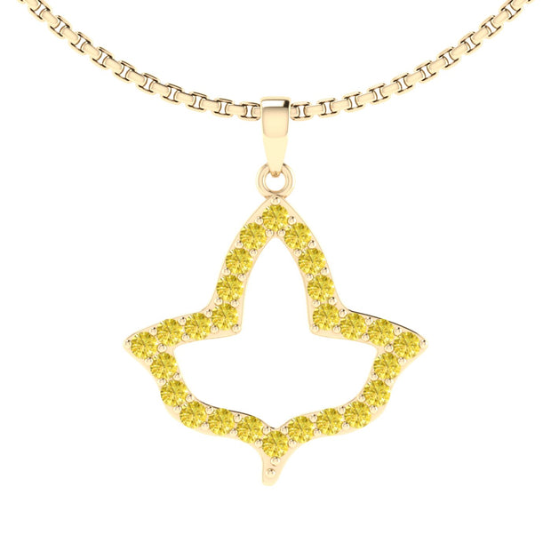 Alpha Kappa Alpha Ivy Leaf Outline Yellow Gold Plated Silver with Yellow Crystal Necklace (P020)