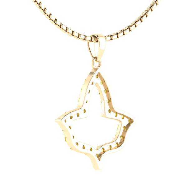 Alpha Kappa Alpha Ivy Leaf Outline Yellow Gold Plated Silver with Yellow Crystal Necklace (P020)