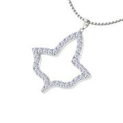 Alpha Kappa Alpha Ivy Leaf Large Silver with White Crystal Necklace (P023)
