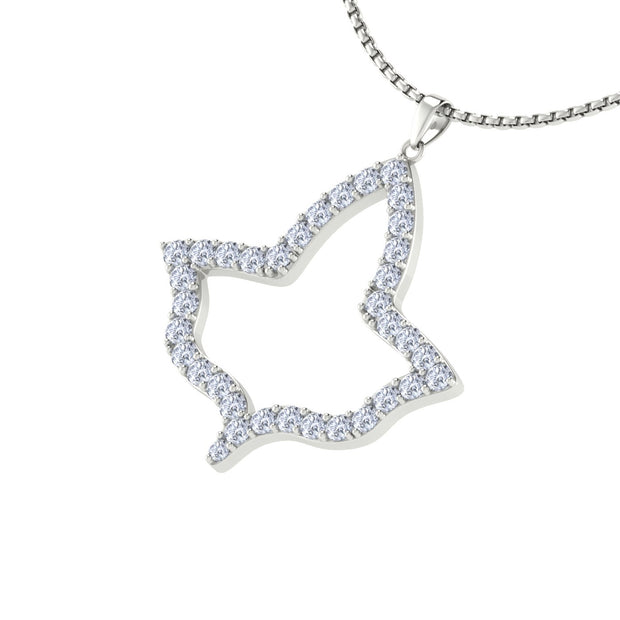 Alpha Kappa Alpha Ivy Leaf Large Silver with White Crystal Necklace (P023)