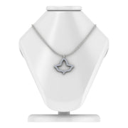Alpha Kappa Alpha Ivy Leaf Large Silver with White Crystal Necklace (P023)