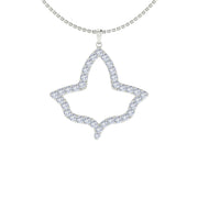 Alpha Kappa Alpha Ivy Leaf Large Silver with White Crystal Necklace (P023)