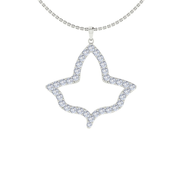 Alpha Kappa Alpha Ivy Leaf Large Silver with White Crystal Necklace (P023)