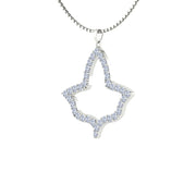 Alpha Kappa Alpha Ivy Leaf Large Silver with White Crystal Necklace (P023)