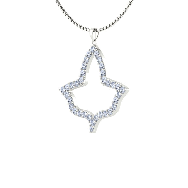 Alpha Kappa Alpha Ivy Leaf Large Silver with White Crystal Necklace (P023)