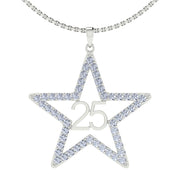 Alpha Kappa Alpha Silver Star LARGE 25-Year Anniversary Necklace