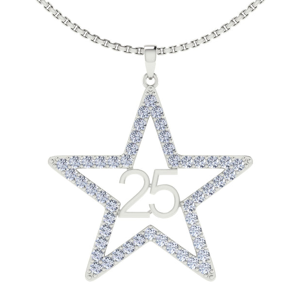 Alpha Kappa Alpha Silver Star LARGE 25-Year Anniversary Necklace