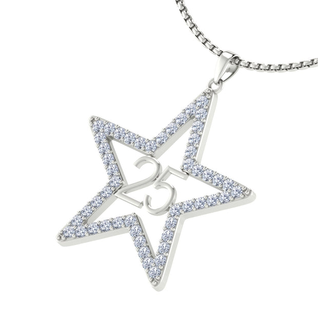 Alpha Kappa Alpha Silver Star LARGE 25-Year Anniversary Necklace