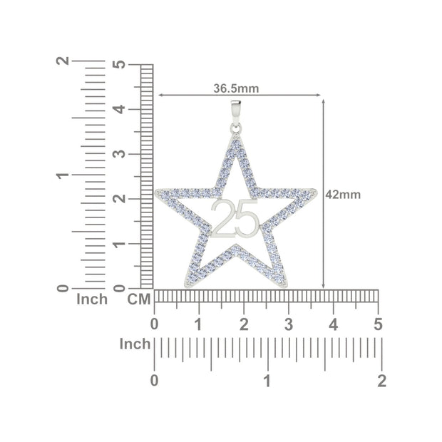 Alpha Kappa Alpha Silver Star LARGE 25-Year Anniversary Necklace