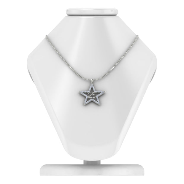 Alpha Kappa Alpha Silver Star LARGE 25-Year Anniversary Necklace