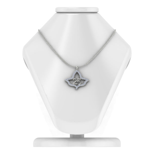 Large Ivy Leaf with Crystal Sterling Silver 25 Year Necklace (P026)