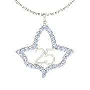 Large Ivy Leaf with Crystal Sterling Silver 25 Year Necklace (P026)