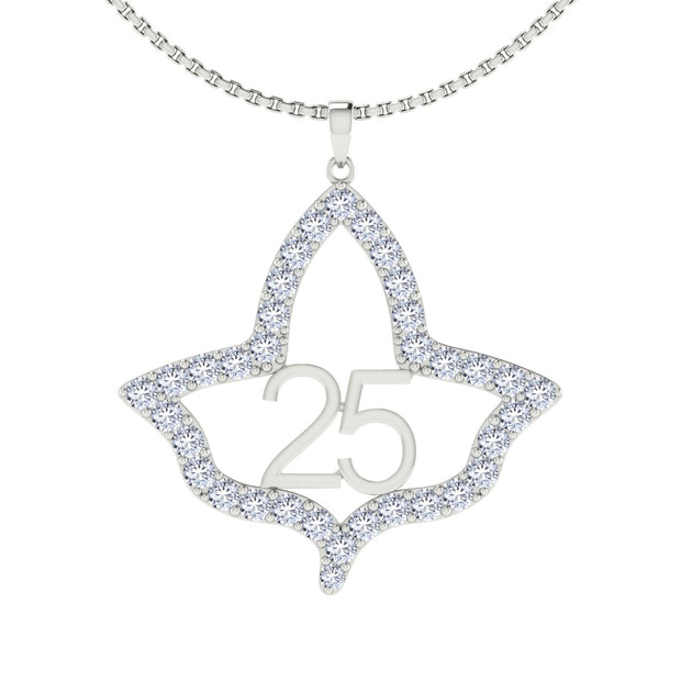 Large Ivy Leaf with Crystal Sterling Silver 25 Year Necklace (P026)