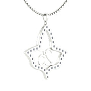 Large Ivy Leaf with Crystal Sterling Silver 25 Year Necklace (P026)