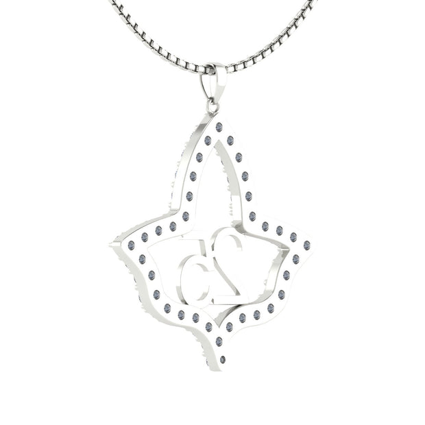 Large Ivy Leaf with Crystal Sterling Silver 25 Year Necklace (P026)