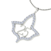 Large Ivy Leaf with Crystal Sterling Silver 25 Year Necklace (P026)