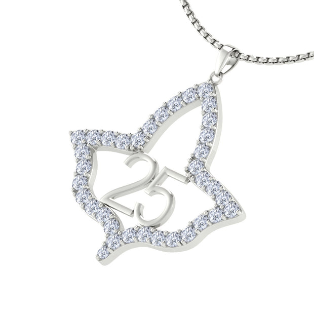 Large Ivy Leaf with Crystal Sterling Silver 25 Year Necklace (P026)