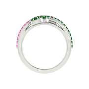 Alpha kappa Alpha Ivy Leaf Ring with pink and green crystal (R016)