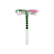 Alpha kappa Alpha Ivy Leaf Ring with pink and green crystal (R016)