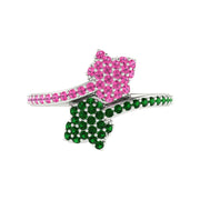 Alpha kappa Alpha Ivy Leaf Ring with pink and green crystal (R016)