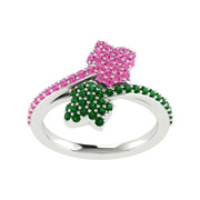 Alpha kappa Alpha Ivy Leaf Ring with pink and green crystal (R016)