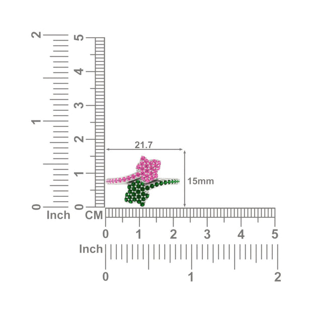 Alpha kappa Alpha Ivy Leaf Ring with pink and green crystal (R016)