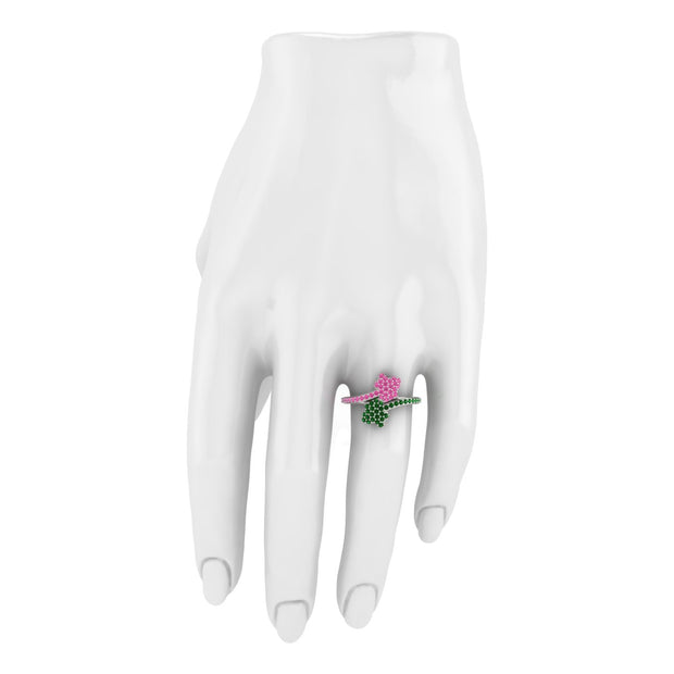 Alpha kappa Alpha Ivy Leaf Ring with pink and green crystal (R016)