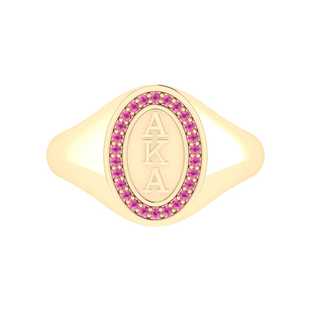 Alpha Kappa Alpha Gold Plated Oval Ring (R017)