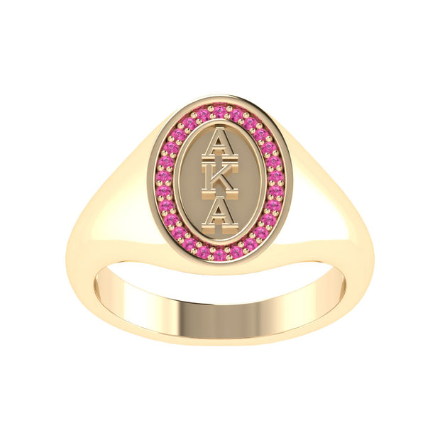 Alpha Kappa Alpha Gold Plated Oval Ring (R017)