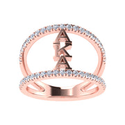 Alpha Kappa Alpha Sterling Silver Pink Double Band Ring (R019)
