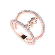 Alpha Kappa Alpha Sterling Silver Pink Double Band Ring (R019)