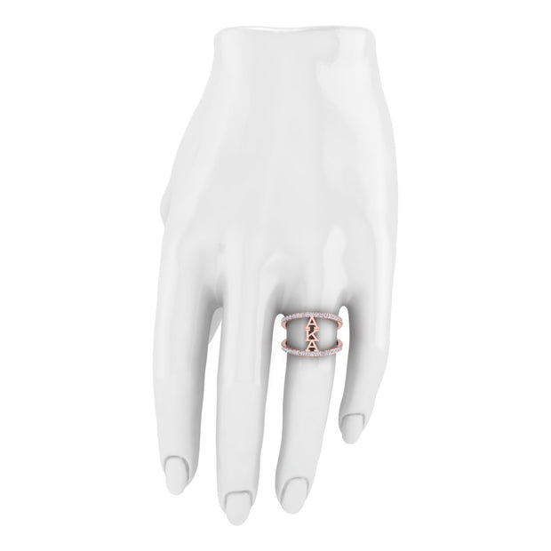 Alpha Kappa Alpha Sterling Silver Pink Double Band Ring (R019)