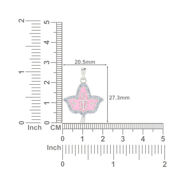 Alpha Kappa Alpha Ivy Leaf Sterling Silver Pink Enamel Necklace (P011)