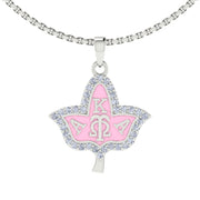 Alpha Kappa Alpha Ivy Leaf Sterling Silver Pink Enamel Necklace (P011)