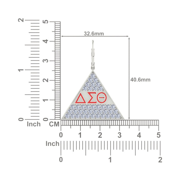 Delta Sigma Theta Red Letter Triangle Silver Earrings (E005)