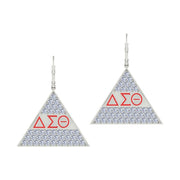 Delta Sigma Theta Red Letter Triangle Silver Earrings (E005)