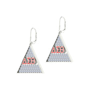 Delta Sigma Theta Red Letter Triangle Silver Earrings (E005)