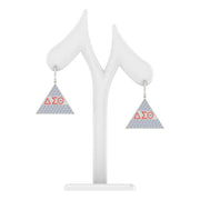 Delta Sigma Theta Red Letter Triangle Silver Earrings (E005)