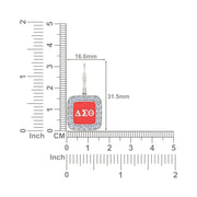 Delta Sigma Theta Cushion Shape Silver Red Enamel Earrings (E007)