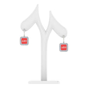 Delta Sigma Theta Cushion Shape Silver Red Enamel Earrings (E007)