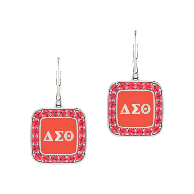 Delta Sigma Theta Cushion Shape Silver Earring - (E008)