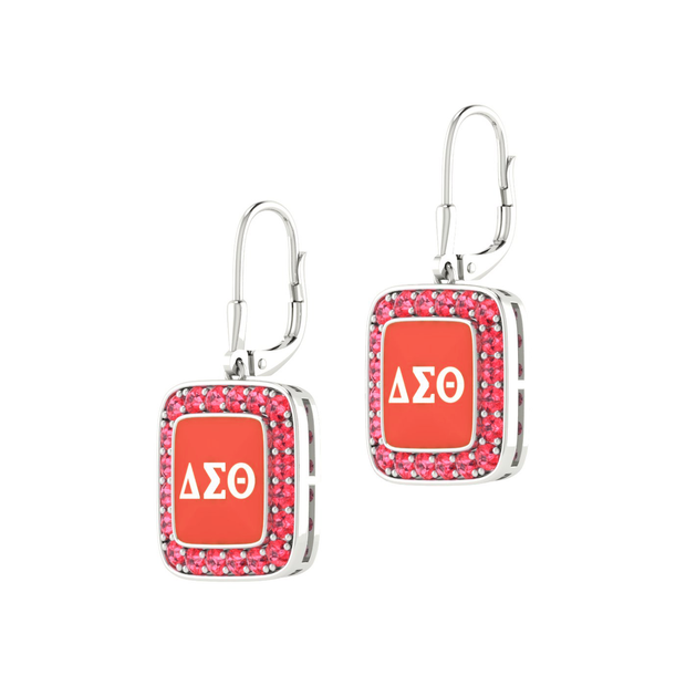 Delta Sigma Theta Cushion Shape Silver Earring - (E008)