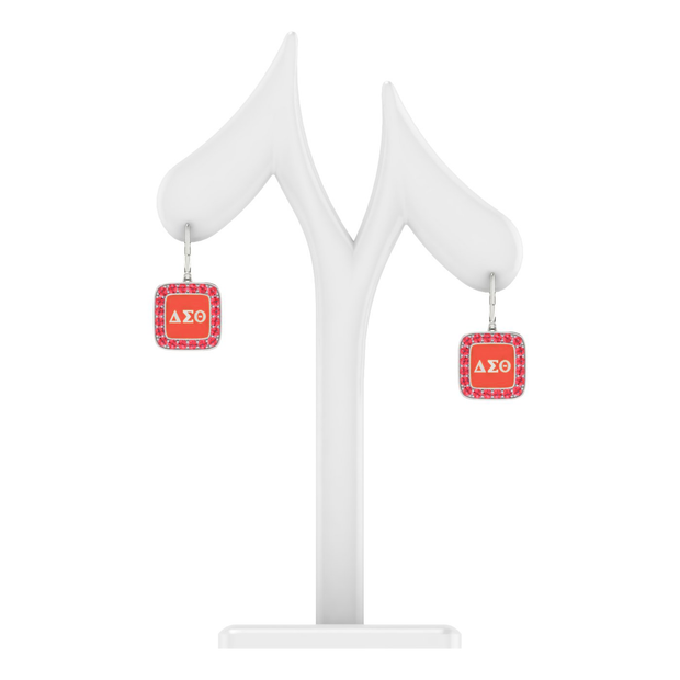 Delta Sigma Theta Cushion Shape Silver Earring - (E008)