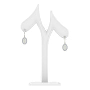 Delta Sigma Theta Oval and 1913 Silver White Crystal Earrings (E009)