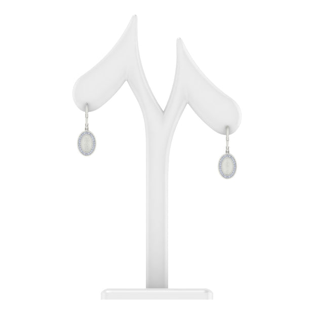 Delta Sigma Theta Oval and 1913 Silver White Crystal Earrings (E009)