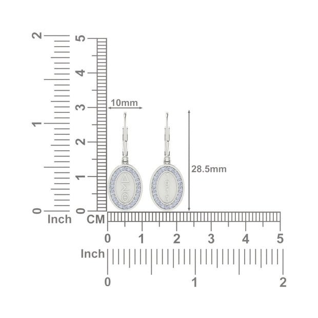 Delta Sigma Theta Oval and 1913 Silver White Crystal Earrings (E009)
