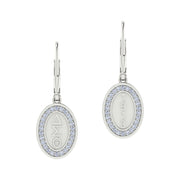 Delta Sigma Theta Oval and 1913 Silver White Crystal Earrings (E009)