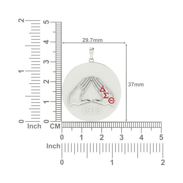 Delta Sigma Theta Sterling Silver Circle Pendant Hand Sign 1913 (P005)