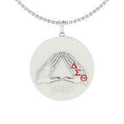 Delta Sigma Theta Sterling Silver Circle Pendant Hand Sign 1913 (P005)